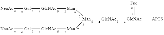 FA2G2S2 glycan (G2FS2), APTS labelled